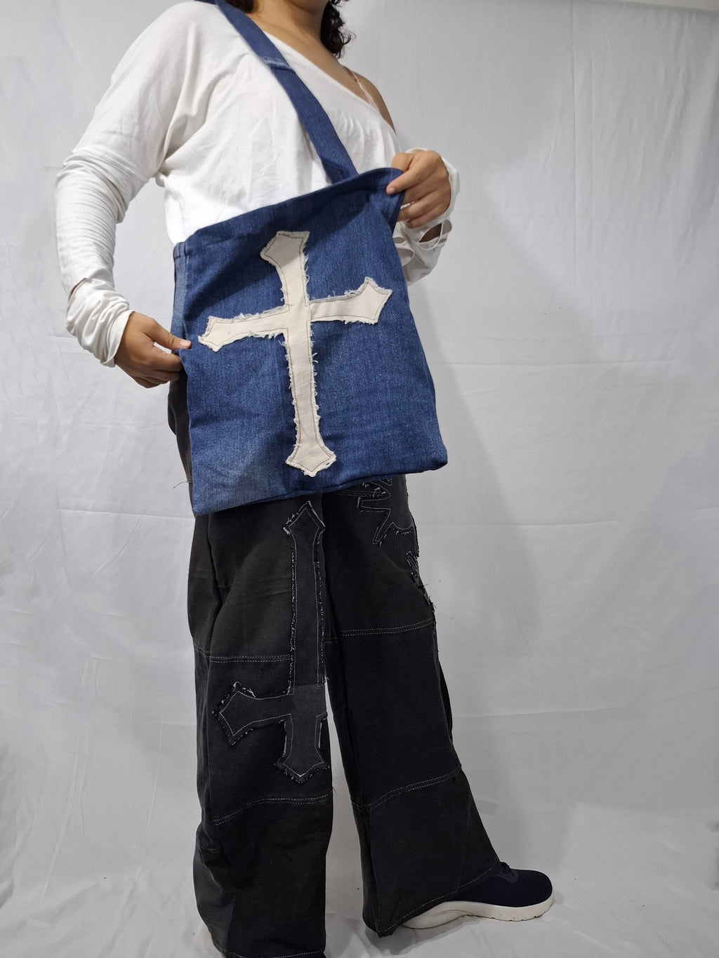 Totebag 'cross' en denim