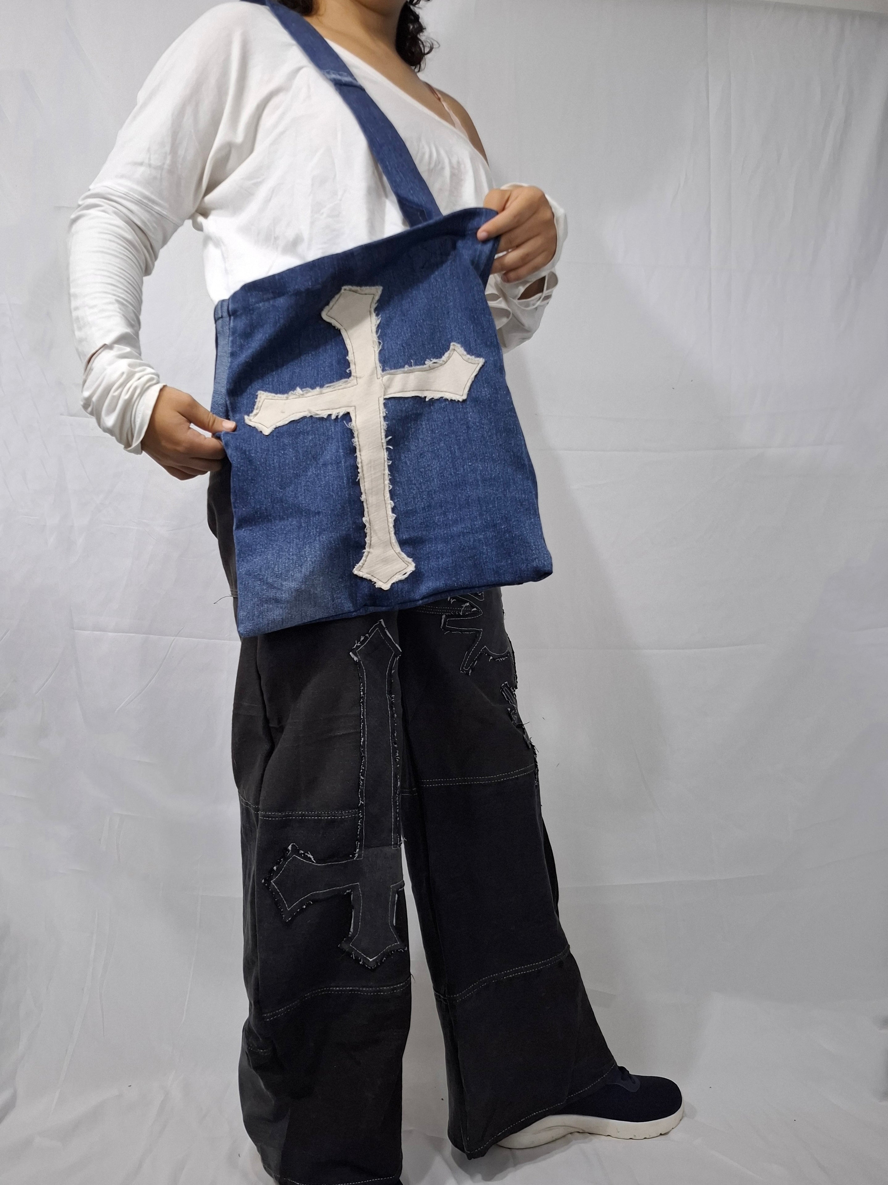 Totebag 'cross' en denim