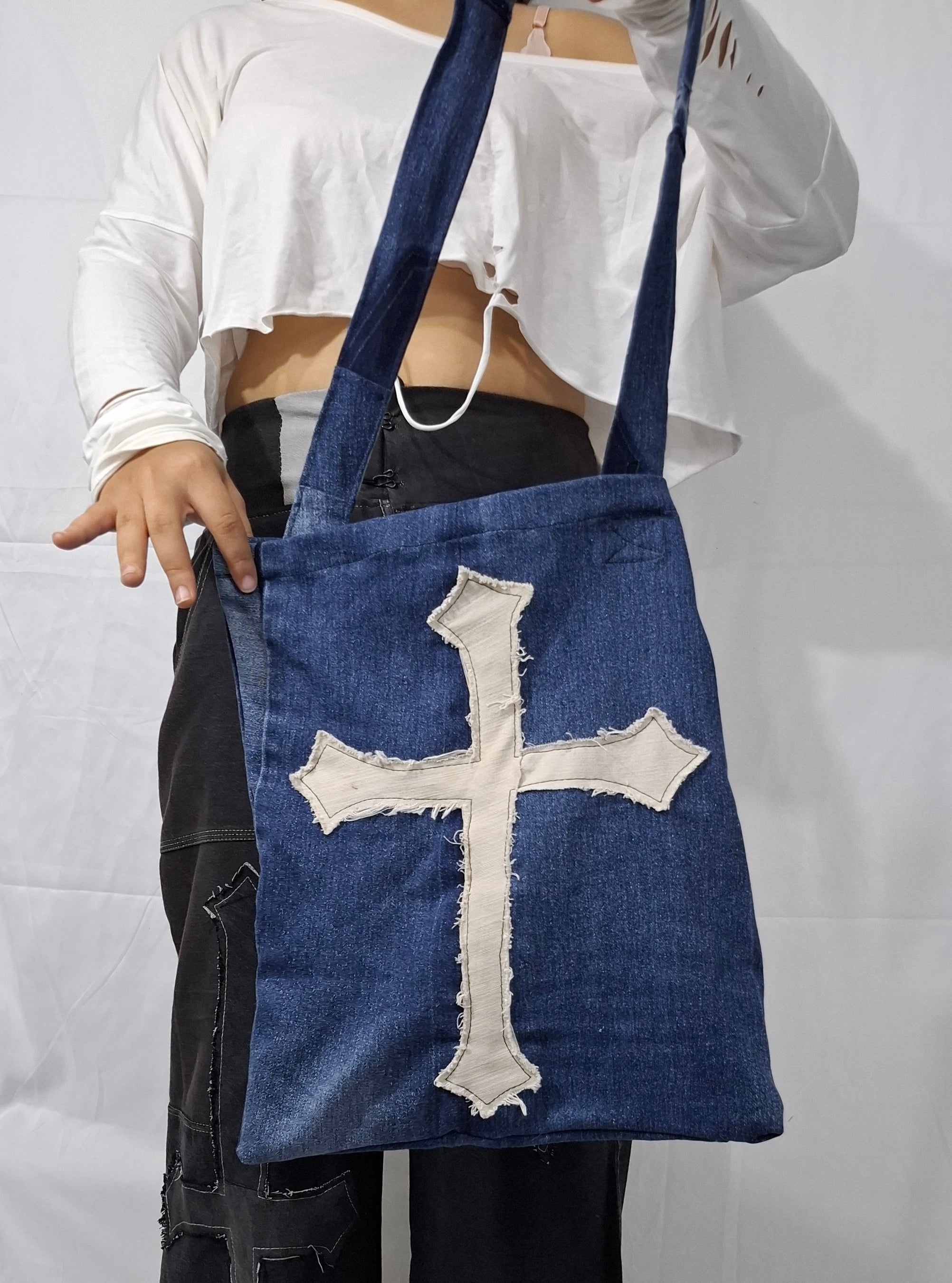 Totebag 'cross' en denim
